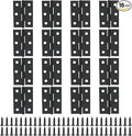 BokWin 16 Pack 2 Inch Small Door Hinges Butt Folding Hinges Stainless Steel Black with 96 Pieces Screws for DIY Wooden Boxes, Furniture, Woodworking Craft Projects