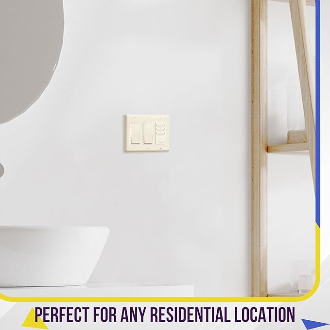 ENERLITES Decorator Light Switch or Receptacle Outlet Wall Plate, Gloss Finish, Size 3-Gang 4.50" x 6.38", Polycarbonate Thermoplastic, 8833-LA, Light Almond