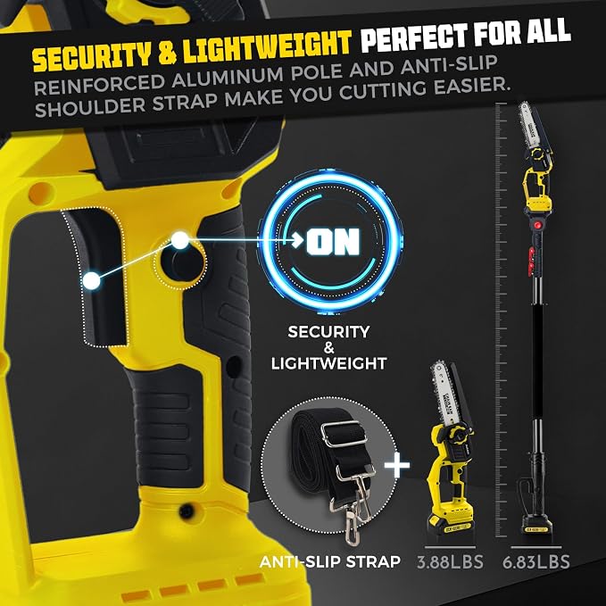 2-in-1 Electric Pole Saws for Tree Trimming, Brushless 1200W Cordless Pole Saw & 6 Inch Mini Chainsaw,16-Foot Max Reach & Multi-Angle, Tree Trimmer Branch Cutter Limb Pruner with 2 Battery