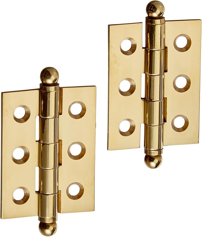 Deltana CH2015U3-UNL Solid Brass 2-Inch x 1-1/2-Inch Cabinet Hinge with Ball Tips