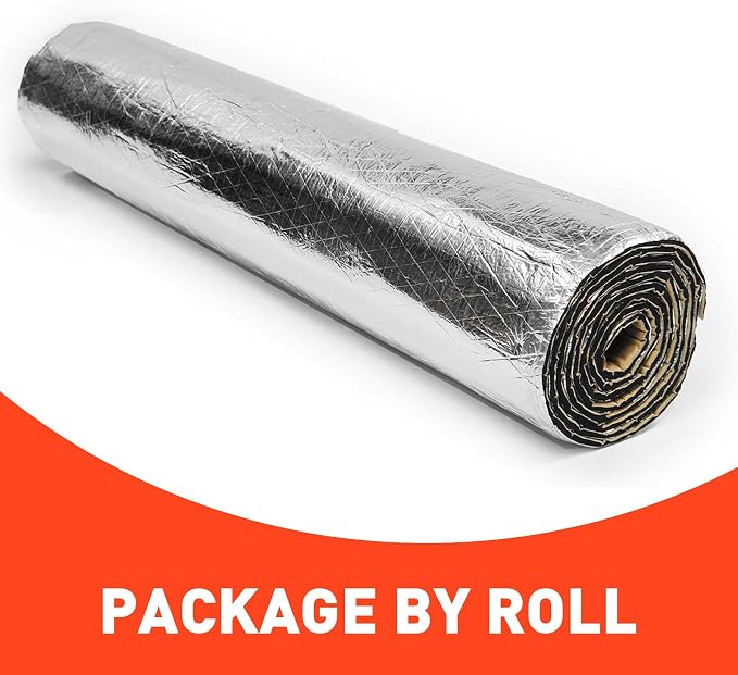 200mil 36.16Sqft Car Sound Dendener Deadening Mat Heat & Noise Insulation | Aluminum Foil Finsh PE Foam Dampening Material with Self Adhesive for Car Hood Trim Roof Door and Trunk