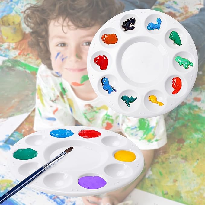 6 Pack Paint Tray Palettes, Plastic Paint Pallet for Kids Art Painting Palette for Painting or DIY Craft Class, White