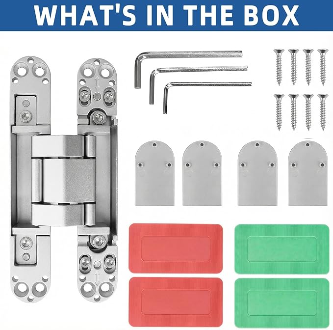 TamBee Outswing Hidden Door Hinges for Secret Door Secret Door Hinges Concealed Door Hinge Hidden Hinges for Secret Door 3 Way Adjustable 6inch 2PCs
