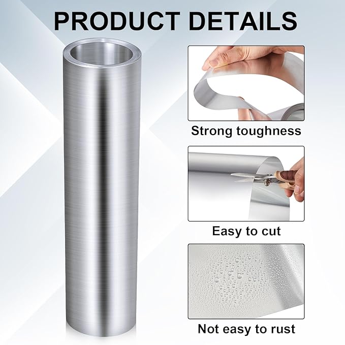 Therwen 1 Roll Aluminum Flashing Roll Metal Aluminum Roof Panels 0.2 mm Thickness Roof Flashing Strip for Sealing Windows Doors Siding Backyard Stains Moss and Mildew Prevention (20" x 10')