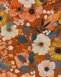 BOKEBEVE Floral Wallpaper Peel and Stick Boho Vintage Orange 17.5 x 118In | Removable Self Adhesive Renter Friendly Vintage Floral Wall Paper for Bedroom Bathroom Cabinet Drawer Feature Accent Wall