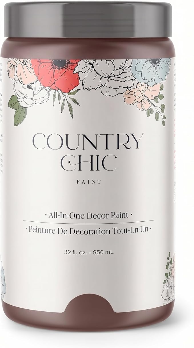 Country Chic All-in-One Chalk Paint for Furniture, Cabinets, Home Decor, Eco-Friendly, Matte Finish, Built-In Primer & Top Coat for Wood, Metal - Let's Mauve It! (Mauve) quart (32oz)