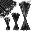 Pelopy 300 Pcs 6", 10", 14" Metal Zip Ties Black 304 Stainless Steel Zip Ties Epoxy Coated Tie Heavy Duty Cable Self Locking Cable Multi Purpose for Machinery Vehicles Exhaust Wrap Outdoor Fence Farms