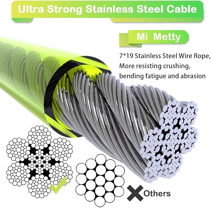 Tie Out Cable for Dogs,10/20/30/50/100FT Dog Leads for Yard Chew Proof,Heavy Duty Tie Out Cable for Large Dogs Up to 125lbs,Dog Runner Tether (Green, 125Ibs 100ft)