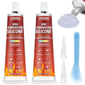 High Temp Silicone Sealant, High Temperature Adhesive, Heat Resistant Glue, Insulation and Waterproof Quick Drying Silicone Adhesive for Ovens Fireplace Microwave, Transparent, 2 Pack, 3.53 OZ