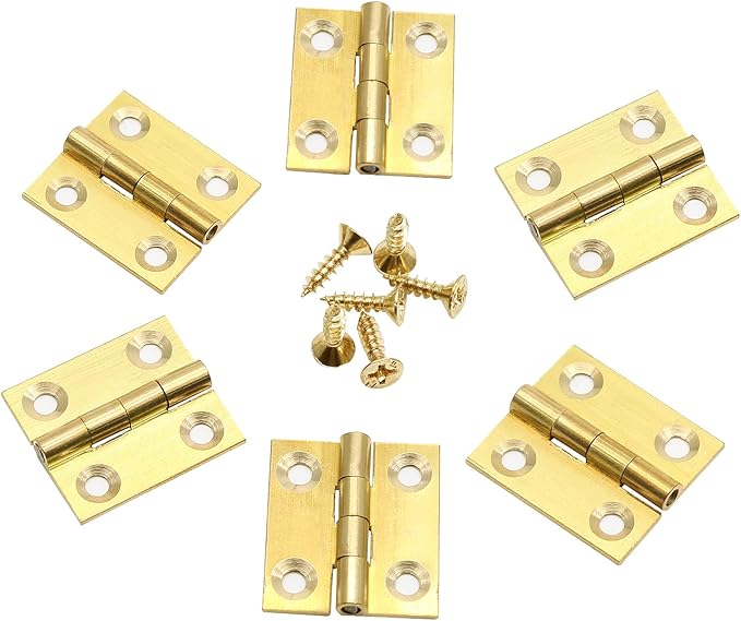 8Pcs 1 Inch Brass Butt Hinges, Gold Jewelry Box Hinges Small Cabinet Hinges Square Door Hinge Folding Craft Hinge Heavy Duty for Furniture Cupboard Drawer