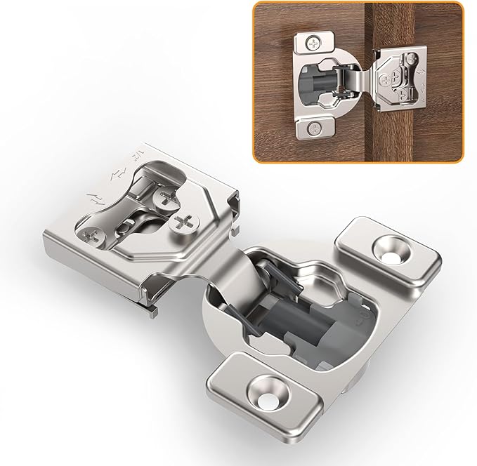 Chibery 20 Pack 7/16" Overlay 4D Concealed Hinges for Face Frame Door, Soft Close On/Off Switch, Self Closing, 105° Open Angle Concealed Stainless Steel Hinges for Framed Cabinet, Satin Nickel