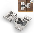 Chibery 4 Pack 7/16" Overlay 4D Concealed Hinges for Face Frame Door, Soft Close On/Off Switch, Self Closing, 105° Open Angle Concealed Stainless Steel Hinges for Framed Cabinet, Satin Nickel