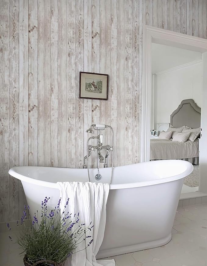 Heroad Contact Paper Peel and Stick Wallpaper Wood Grain Contact Paper for Cabinets Countertop Waterproof Removable Wallpaper Self Adhesive Decorative Shiplap Papel Tapiz para Pared 23.6''x393''