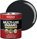 EVOLVE Multi-Purpose Alkyd Enamel – Interior Exterior Oil-Based Paint for Wood, Metal, Concrete, & Masonry, High-Gloss, Rust & Abrasion Resistant (Gloss Black, 1 Quart)