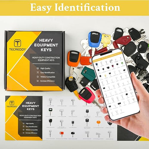 105PCS No-Duplicate Heavy Equipment Keys Master Set for Caterpillar Cat John Deere Komatsu Volvo Bobcat Kubota JCB Case Hyster Yanmar Daewoo Takeuchi Ford New Holland Construction Machine