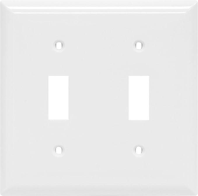 Power Gear Double Wall Plates Cover, 2 Gang, Light switch cover, 0.32" x 4.47", Outlet Covers, Screws Included, White, 44756