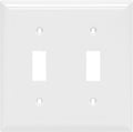 Power Gear Double Wall Plates Cover, 2 Gang, Light switch cover, 0.32" x 4.47", Outlet Covers, Screws Included, White, 44756