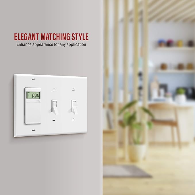 ENERLITES Combination Double Toggle/Single Decorator Rocker Outlet Wall Plate, Standard Size 3-Gang Light Switch Cover(4.5" x 6.38"), Polycarbonate Thermoplastic, UL Listed，881231-W, White
