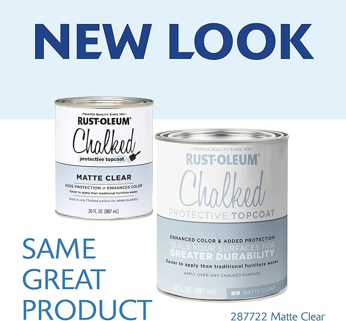 Rust-Oleum 287722-2PK Chalked Protective Topcoat Paint, 30 oz, Matte Clear, 2 Pack
