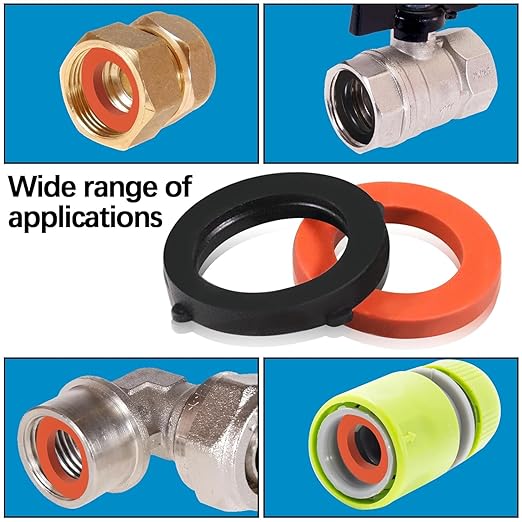 ZDBB 80 Pcs Garden Hose Gasket Rubber Seal, Fits All Standard 3/4 Inch Outdoor Hose Fittings with Heavy Duty Red and Black Self-Locking Tabs to Hold The Gasket Securely in The Fitting