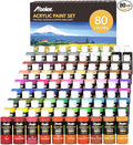ABEIER Acrylic Paint Set, 80 Colors (2oz/60ml) Artist Quality Paint with 11 Metallic & 4 Fluorescent, Great Coverage Matte Finish Craft Paint for Adults Students on Canvas Wood Rock Ceramic