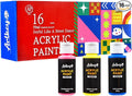 Artkey Acrylic Paint Set, 16 Colors 2 oz/59 ml Acrylic Paint Kit for Professional Artists & Beginners – Memphis Style “Pop Art Colors” Palette for Canvas, Wood, Fabric, Rock, Leather, Ceramic, Glass