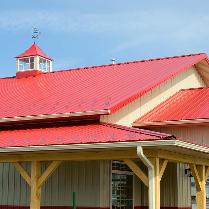 50 Pack PPGI Metal Roofing Panels, 72" x 36", 28 Gauge, 900 Sq. Ft. Coverage, Prepainted Galvanized Steel Sheets for Residential, Commercial, Pergolas, Gazebos, Fencing, and Patio Roofs（Red）