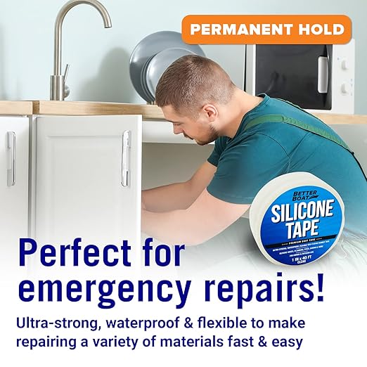 Better Boat Self Fusing Silicone Tape Waterproof Clear, Plumbing Tape for Leaks, Hose and Pipe Repair Tape, 1 in x 40 ft