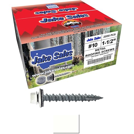 Metal Roofing Screws: (2000) 10 x 1-1/2" Bone White Hex Head Sheet Metal Roof Screw. Self Starting Metal to Wood siding Screws. EPDM Washer. Colored Head