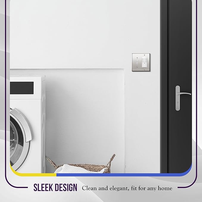 ENERLITES Combination Toggle and Decorator Switch Metal Wall Plate, Stainless Steel 201, Corrosion Resistant, Size 2-Gang 4.50" x 4.57", 771131-PC, Polished Chrome, Silver