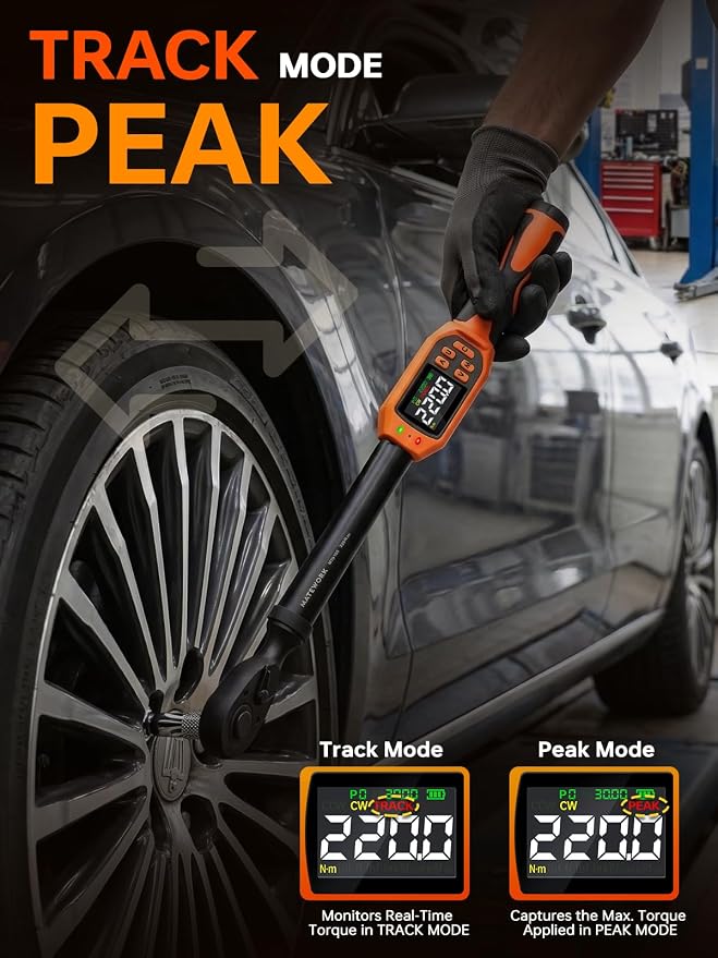 Matework Digital Torque Wrench 1/2" Drive | 8.5-160 ft.lb | ±1% High Accuracy | Buzzer and LED Alert | 3-Mode & 5-Unit Switch, 8PCS Digital Torque Wrench Set for Motorcycle, Car Maintenance