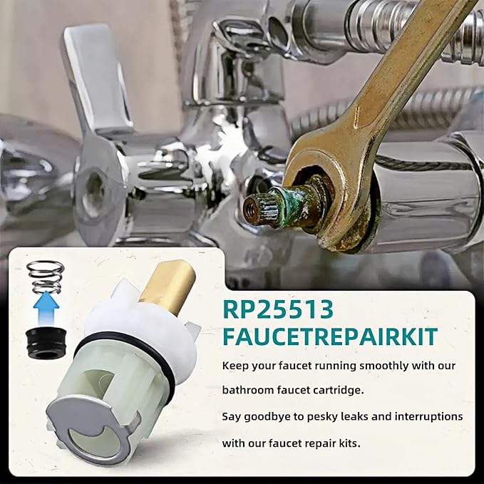 RP25513 faucet stem assembly Replacement Kit,for Delta two handle Faucet Repair Kit,Includes RP24096 Cartridge RP4993 Seat and Spring RP24097 Turn stop1/4, 2 Pack