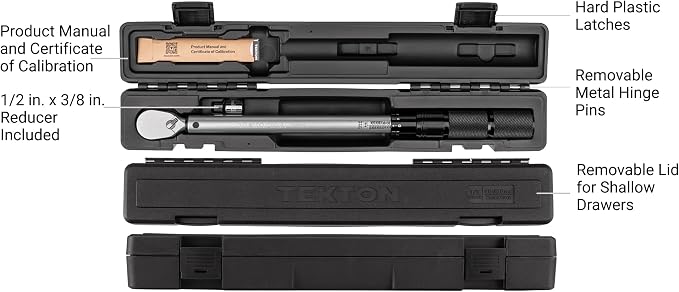 TEKTON 1/2 Inch Drive Micrometer Torque Wrench | TRQ52402
