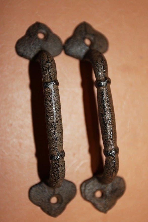 10 Kitchen Cupboard Pulls 4 3/8 Center, 5 3/8 L, Cast Iron Americana Rustic Country, HW-64