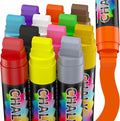 FansArriche Jumbo Chalk Markers, 15mm Window Markers for Glass Washable, 12 Colors Liquid Chalk Marker Erasable for Chalkboard, Blackboard, Car