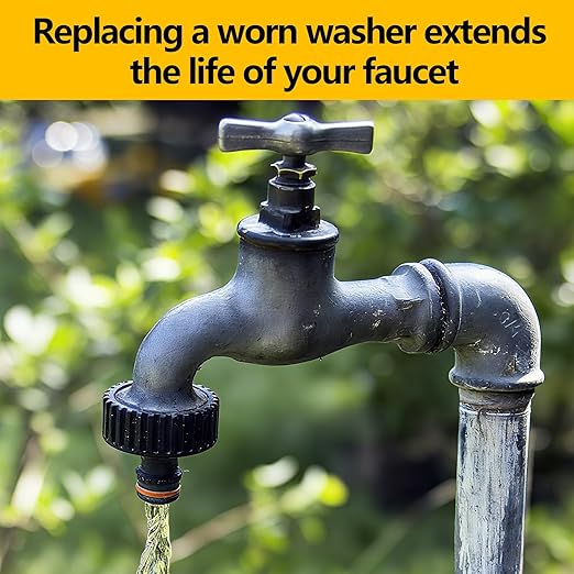 114-Piece 12 Sizes Faucet Washer Assortment Kit - Flat & Beveled Rubber Washers & Brass Bibb Screws for Outdoor Spigot, Hose Bib, Garden Valve Repair Replacement