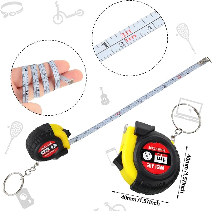 Jutom 96 Pcs Mini Tape Measure Keychain Bulk Mini Screwdriver Keychain Set Adult Tool Party Prize for Father's Men Gifts