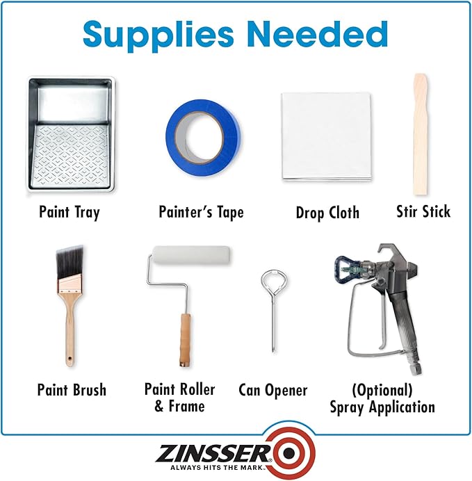 Zinsser 286258-4PK Bulls Eye 1-2-3 All Surface Primer, Quart, Gray, 4 Pack