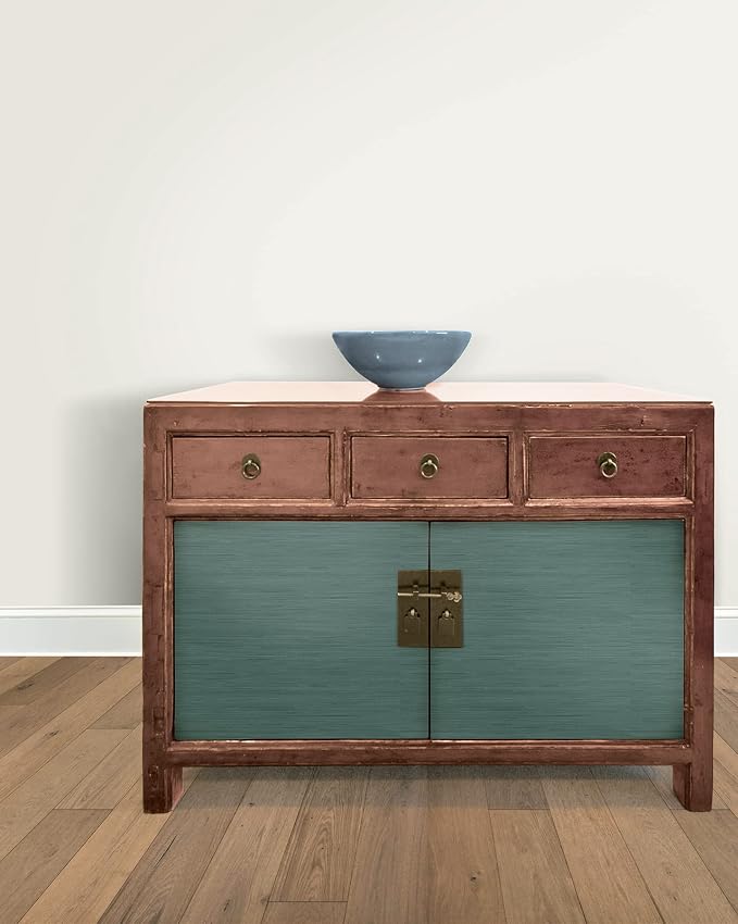 NuWallpaper x Society Social Peacock Classic Faux Grasscloth Peel & Stick Wallpaper, Teal