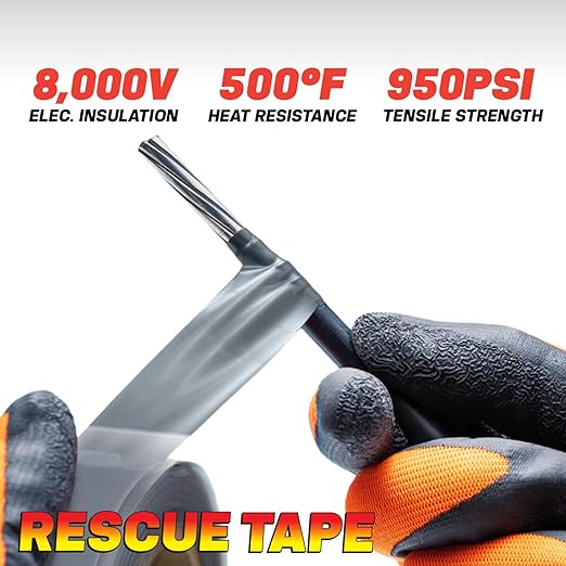 Bond It Rescue Tape, Self-Fusing Silicone Tape, Emergency Plumbing Pipe & Radiator Hose Repair, Electrical Insulation, Waterproof, 950PSI, 1" Width x 36' Length x 0.02" Thick, Black