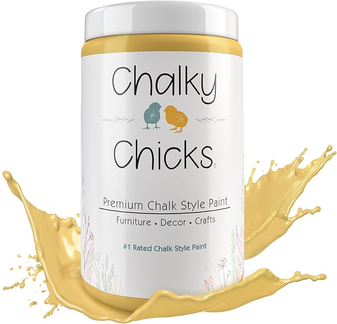 Chalky Chicks 16 Fl Oz Matte Tuscany (Yellow) Chalk Paint for Furniture Without Sanding - No Prep Furniture Paint No Sanding All in One for Crafts, Wood, Walls, Cabinet, Metal, Dresser, Farmhouse