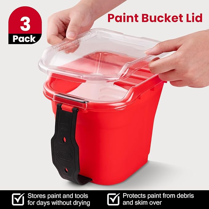 Mister Rui Paint Roller 4 Inch, 14 Pack Small Paint Brush and Roller Kit, 0.5 QT Paint Bucket Liner with Lid, Household Mini Rollers for Painting & DIY