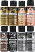 FolkArt Metallic Acrylic Craft Paint Set Formulated to be Non-Toxic that is Perfect for Beginners and Artists, 8 Count, 2 oz, 16 Fl Oz