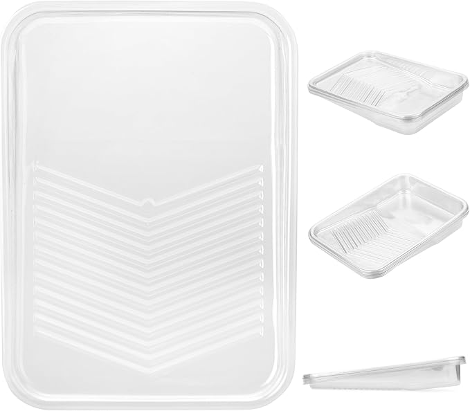 Bates 9 Inch Paint Tray Liners - 10 Transparent Plastic Disposable Trays for Painting Walls