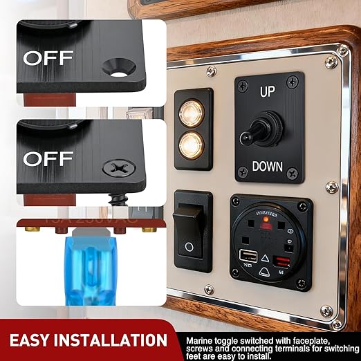 Nilight Heavy Duty Momentary Toggle Switch Waterproof 3 Pin 3 Position (ON)-Off-(ON) SPDT 12V DC 30A with Up-Down Mounting Panel and Weatherproof Cap Cover for Auto Car Marine Boat Automotive