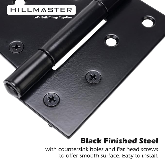HILLMASTER 3.5 inch Heavy Duty Gate Hinges Fence Door Hinges Durable Gate Strap Hinge for Indoor Outdoor, Gate Hardware Kit for Shed, Wooden Fences, Vinyl Fence Gate, Barn Door, Garage, 6 Pack