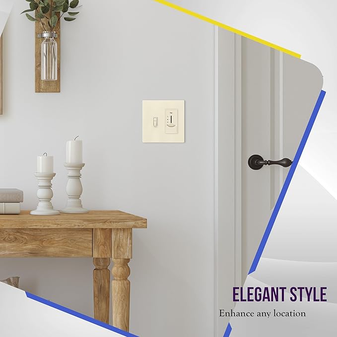 ENERLITES Combination Toggle/Decorator Light Switch Plate, Double Switch Wall Plate, Standard Size 2-Gang 4.68" x 4.73", Polycarbonate Thermoplastic, Gloss Finish, SI881131-LA, Light Almond