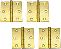 QCAA Square Door Butt Hinge, Heavy Gauge, Swaged, Loose Pin, 2-1/2"x2-1/2"x2.0mm, Brass Plated, Made in Taiwan, 4 Pack