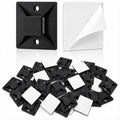 1" Adhesive Cable Tie Mounts – Strong Sticky Back Nylon Wire Holders for Cable Management in Home, Office, Car & Christmas Lights (BLACK-500)