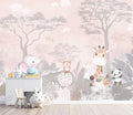 YQWDMX - Pink Safari Peel and Stick Wallpaper Jungle murals for Nursery ZY20 L